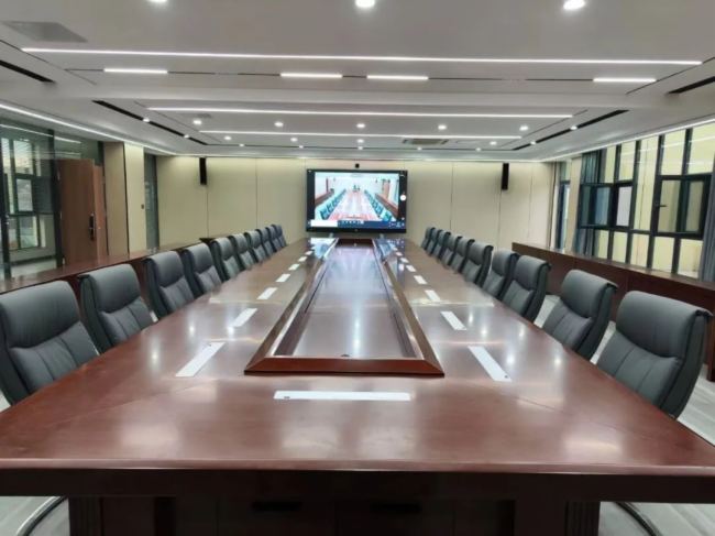 海天电子无纸化会议音响扩声系统成功服务山东某企业会议室